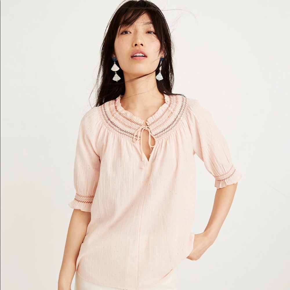 Madewell Smocked Peasant Top